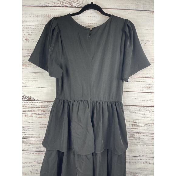 Charley's Boutique Dress Women's Large Tiered Ruffle Short Sleeve Midi Layered - Picture 9 of 11
